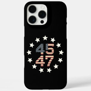 Funda iPhone 16 Pro Max Trump 45 47 estrellas bandera estadounidense vinta