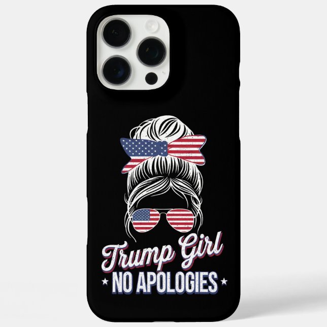 Funda iPhone 16 Pro Max Trump Chica sin disculpas desordenado Bun Retro Vi (Reverso )