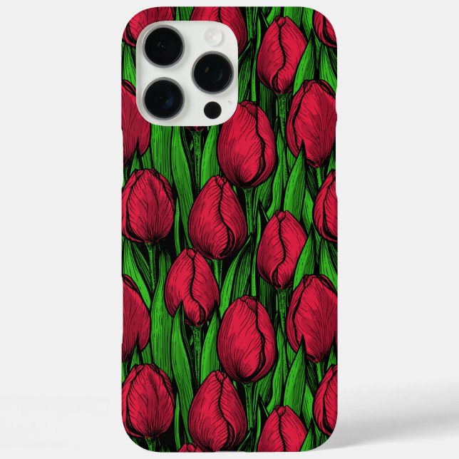 Funda iPhone 16 Pro Max Tulipanes rojos (Reverso )