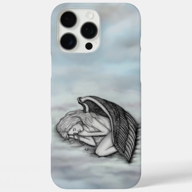 Funda iPhone 16 Pro Max Un ángel durmiente en las nubes del cielo (Reverso )