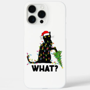 Funda iPhone 16 Pro Max Un gato negro gracioso que presiona el árbol de Na