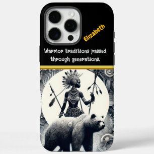 Funda iPhone 16 Pro Max Un guerrero feroz junto a un oso majestuoso