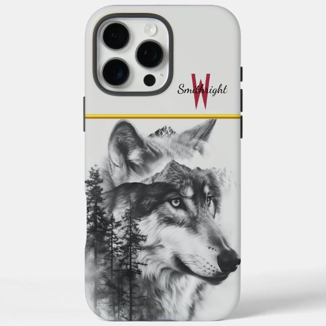 Funda iPhone 16 Pro Max Un lobo majestuoso mira al amanecer las montañas b (Reverso)