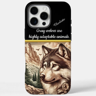 Funda iPhone 16 Pro Max Un lobo majestuoso mira hacia un paisaje tranquilo