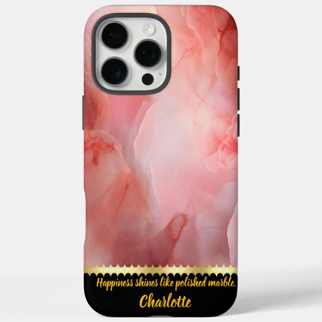 Funda iPhone 16 Pro Max Un suave baile de suave textura de mármol rosa (Reverso)