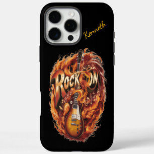 Funda iPhone 16 Pro Max Una fuerte guitarra rodeada de notas musicales