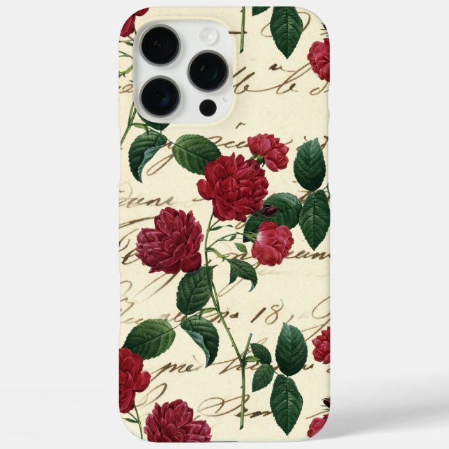 Funda iPhone 16 Pro Max Unas rosas rojas espléndidas y una escritura a man (Reverso )