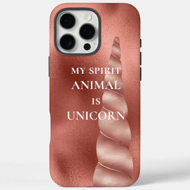 Funda iPhone 16 Pro Max Unicornio de glamour en rosa oro (Reverso)