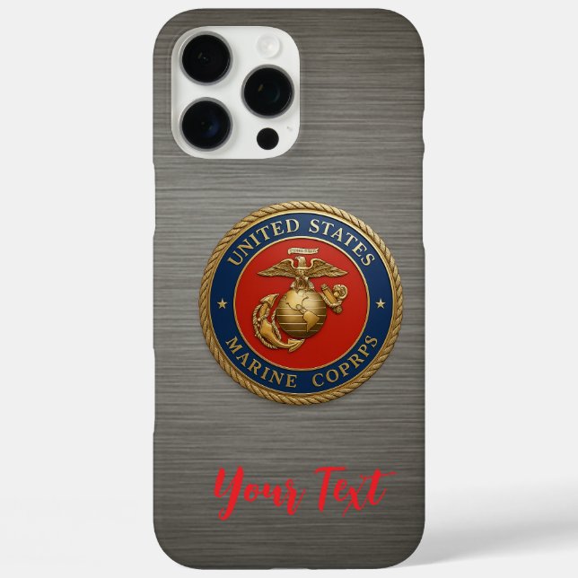 Funda iPhone 16 Pro Max USMC EGA Estilo Metalizado cepillado (Reverso )