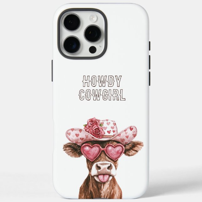 Funda iPhone 16 Pro Max Vacas Corazones Vaquerita Marrón Rosa Cocoa (Reverso)