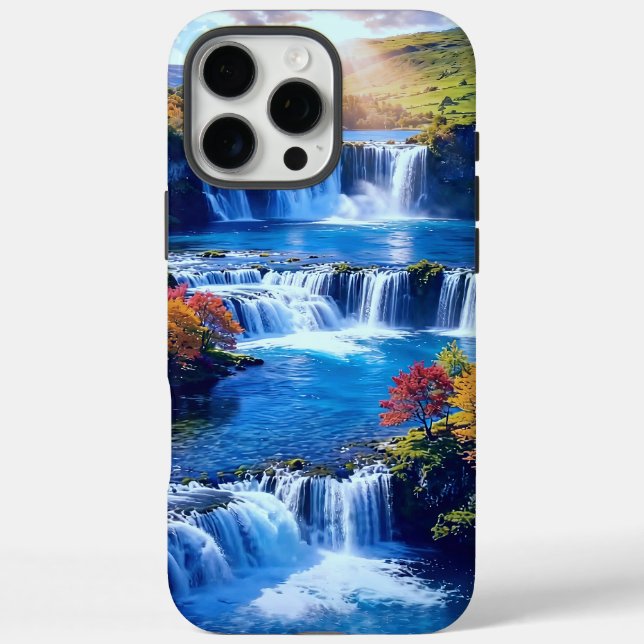 Funda iPhone 16 Pro Max Valle de Cascada Iluminado por el Sol 001 (Reverso)