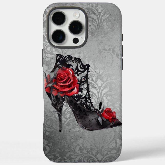 Funda iPhone 16 Pro Max Vampy Vogue Grunge | Rosas de Stiletto Lace Bootie (Reverso)
