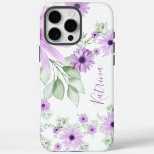 Funda iPhone 16 Pro Max Verde violeta personalizado, flores acuáticas