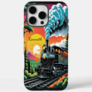 Funda iPhone 16 Pro Max Viaje al atardecer del motor de vapor