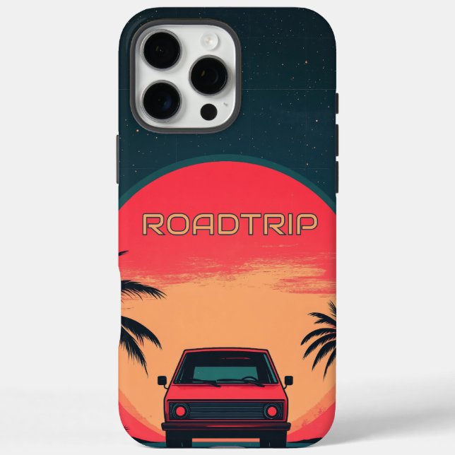 Funda iPhone 16 Pro Max Viaje en Roadtrip Retro Neon (Reverso)