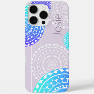 Funda iPhone 16 Pro Max Vibrante Aqua Blue Random Mandala en el nombre de 