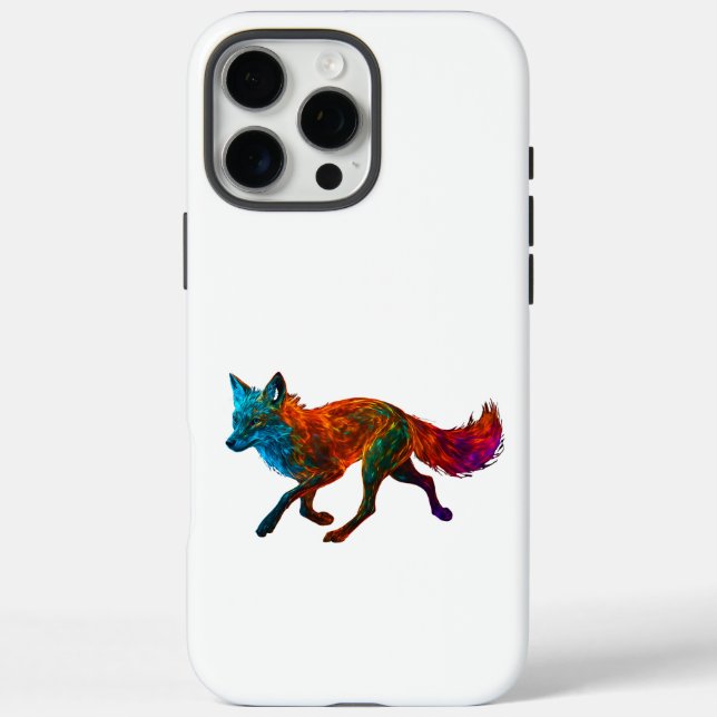 Funda iPhone 16 Pro Max Vibrante colorido Fox Art (Reverso)