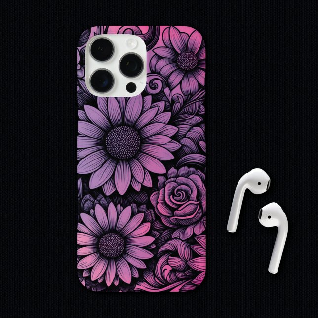 Funda iPhone 16 Pro Max Vibrante Ilustracion floral de margarita rosada (Subido por el creador)