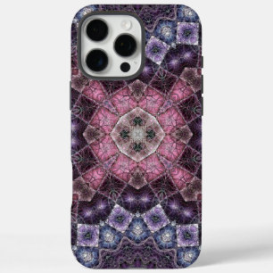 Funda iPhone 16 Pro Max Vibrante patrón web de mandala rosa y púrpura