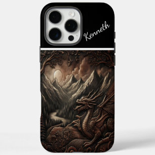 Funda iPhone 16 Pro Max Vigilia de Dragón a la luz de la luna