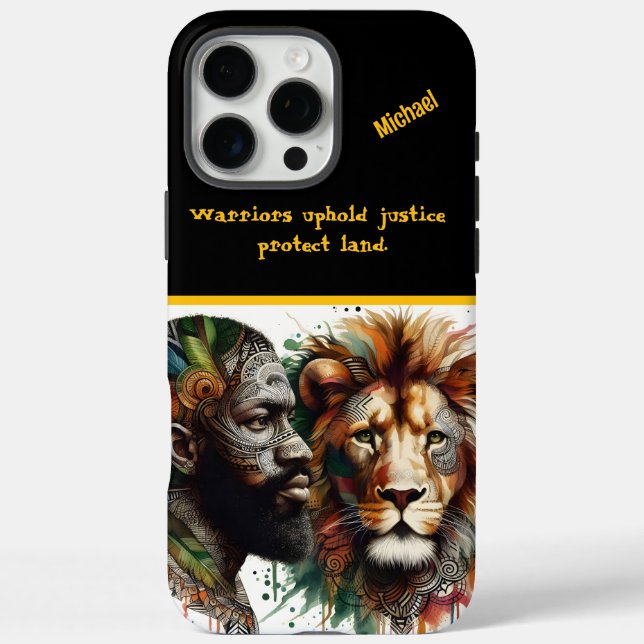 Funda iPhone 16 Pro Max Vínculos guerreros con espíritu de león (Reverso)