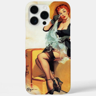 Funda iPhone 16 Pro Max Vintage Retro Elvgren Viajero Pinup chica Pin arri
