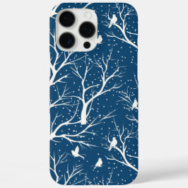 Funda iPhone 16 Pro Max Vintage Winter Sky White Birds Snowflakes