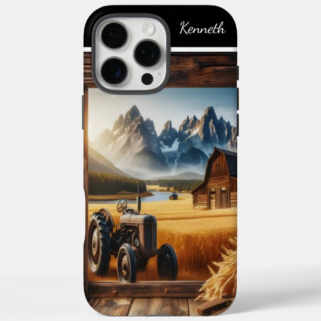 Funda iPhone 16 Pro Max Vista de Granja de Montaña (Reverso)