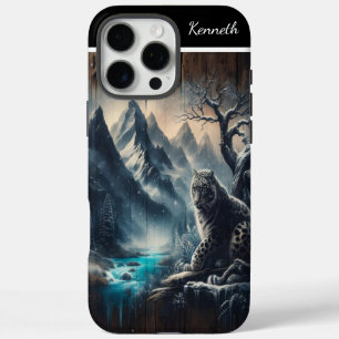 Funda iPhone 16 Pro Max Vista de Montaña del Leopardo de las Nieves