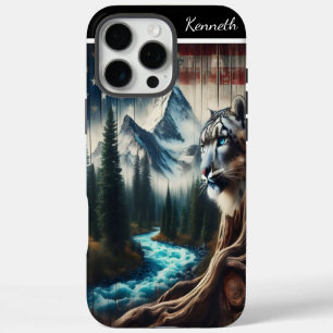 Funda iPhone 16 Pro Max Vista de Montaña del Leopardo de las Nieves