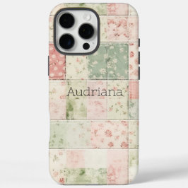 Funda iPhone 16 Pro Max Western Mint Pink Floral Quilt Patterns