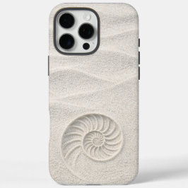 Funda iPhone 16 Pro Max White Shimmer Sand Nautilus Shell Coastal 