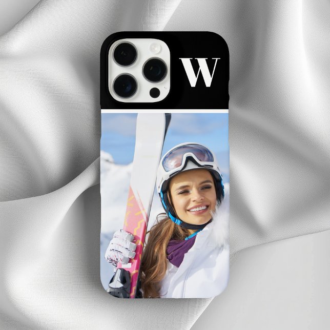 Funda iPhone 16 Pro Max Winter Sport Photo Monogrammed Black (Winter Sport Photo Monogrammed Black Case-Mate iPhone Case)