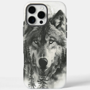 Funda iPhone 16 Pro Max Wolf aparece en las montañas brumosas del amanecer