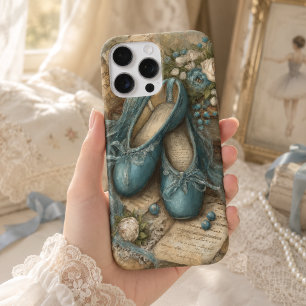 Funda iPhone 16 Pro Max Zapatillas de ballet azules y rosas Shabby Chic