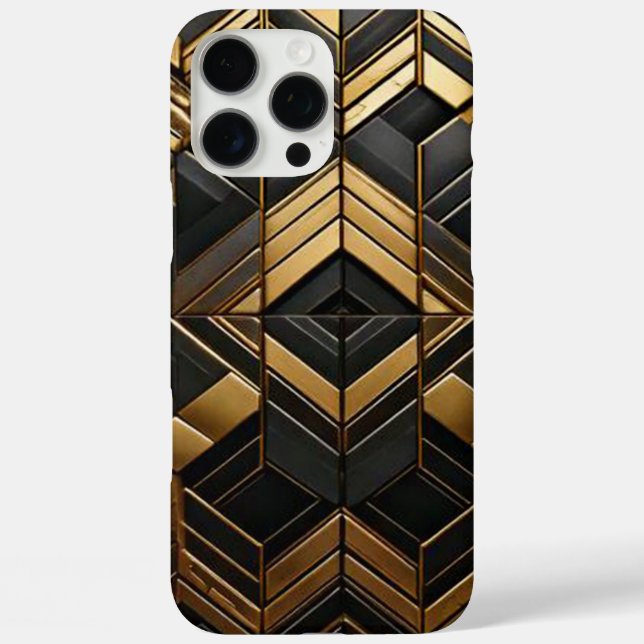 Funda iPhone 16 Pro Max Zwart goud bling retro (Reverso )