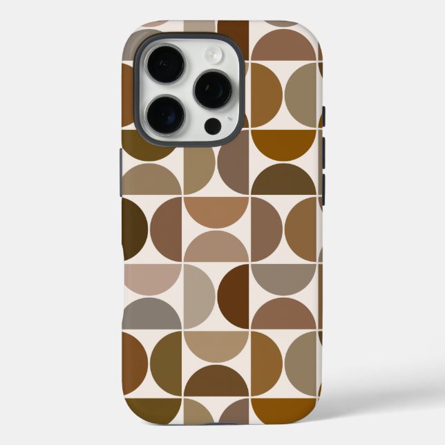 Funda iPhone 16 Pro MCM Semicircles Browns+Cream Big Pattern (Reverso )