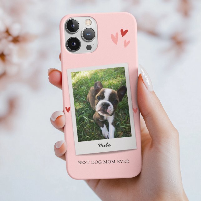 Funda iPhone 16 Pro Mejor Perro Madre Perro Foto Rosa (Subido por el creador)