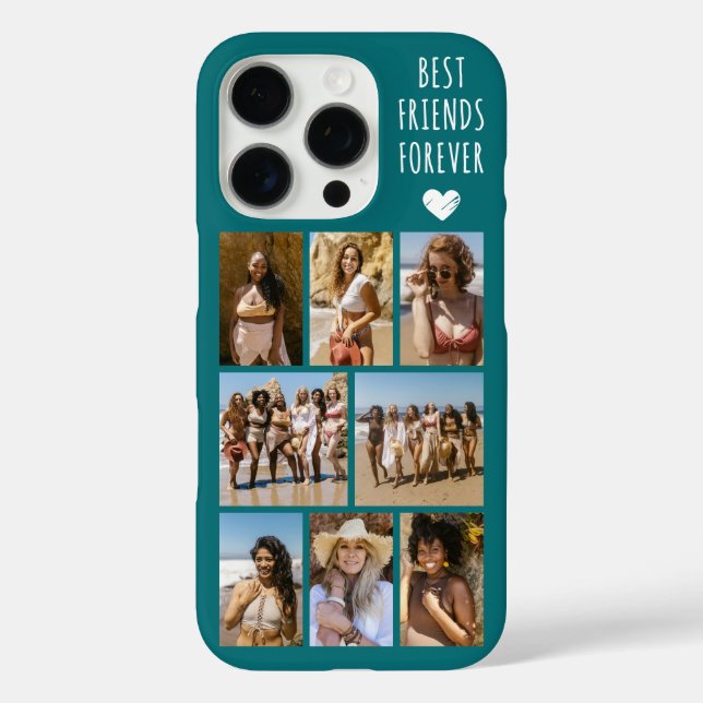 Funda iPhone 16 Pro Mejores Amigas Para Siempre 8 Foto Verde Aguamarin (Reverso )