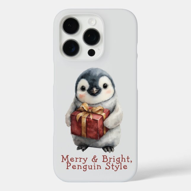 Funda iPhone 16 Pro Merry & Bright Penguin Christmas (Reverso )