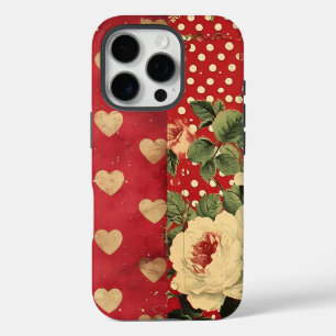 Funda iPhone 16 Pro Mezcla de los corazones de los florines del Shabby