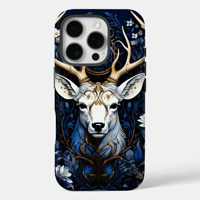 Funda iPhone 16 Pro Midnight Celestial Floral Gothic Deer  (Reverso )