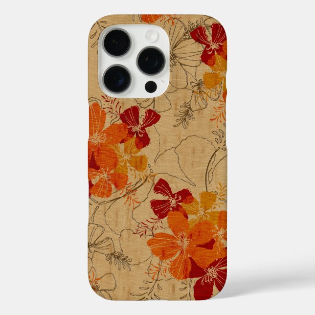 Funda iPhone 16 Pro Midnight Garden Hawaii Faux Wood Red (Reverso )
