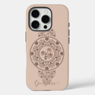 Funda iPhone 16 Pro Mocha Rococo Lotus Ornamentala personalizada