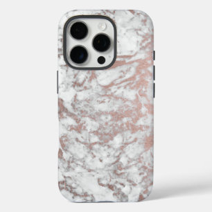 Funda iPhone 16 Pro Moda blanco imitación rosa oro mármol moderno