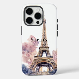 Funda iPhone 16 Pro Moda Floral París Torre Eiffel