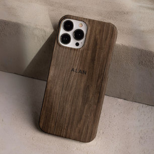 Funda iPhone 16 Pro Moda personalizado Moderno Retro Dark Woodgrain