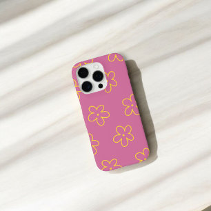Funda iPhone 16 Pro Moda retro Patrón floral morado y amarillo