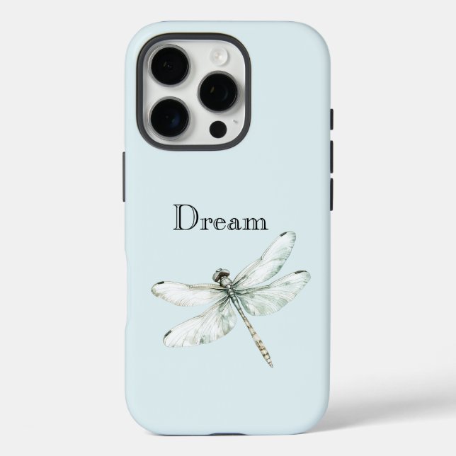 Funda iPhone 16 Pro Moda sueño de la libélula azul (Reverso )