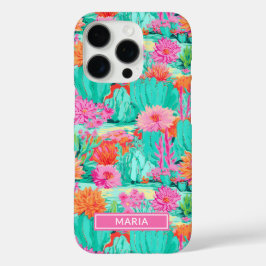 Funda iPhone 16 Pro Modern Blooming Cacti Personalized